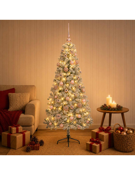 Albero di Natale artificiale con palline 120 cm 150 LED