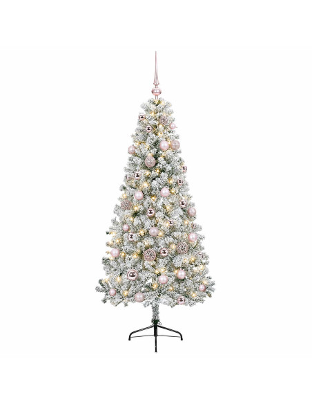 Albero di Natale artificiale con palline 120 cm 150 LED