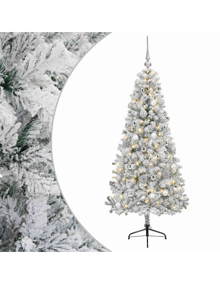 Albero di Natale artificiale con palline 150 cm 150 LED