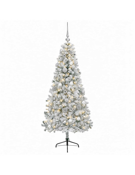 Albero di Natale artificiale con palline 150 cm 150 LED
