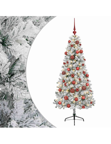 Albero di Natale artificiale con palline 150 cm 150 LED