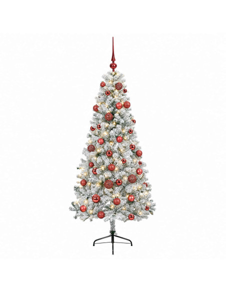 Albero di Natale artificiale con palline 150 cm 150 LED