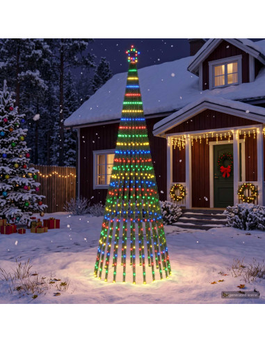 Albero di Natale LED 300 cm 668 LED Multicolore Acciaio Nero
