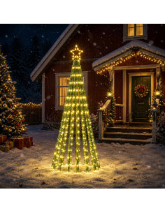 Albero di Natale LED 180 cm 255 LED Bianco caldo Acciaio Nero