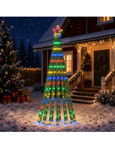 Albero di Natale LED 180 cm 255 LED Multicolore Acciaio Nero