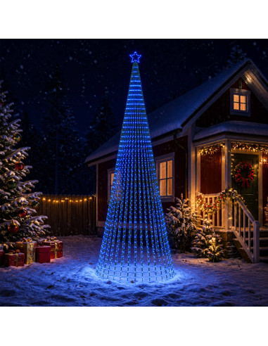 Albero di Natale LED 500 cm 1524 LED Blu Acciaio Nero