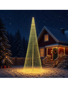 Albero di Natale LED 470 cm 1504 LED Bianco caldo Acciaio Verde