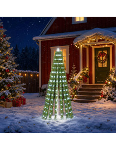 Albero di Natale LED 150 cm 240 LED Bianco freddo Acciaio Verde
