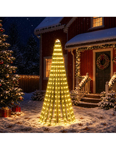 Albero di Natale LED 220 cm 460 LED Bianco caldo Acciaio Verde