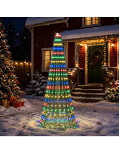 Albero di Natale LED 220 cm 460 LED Multicolore Acciaio Verde
