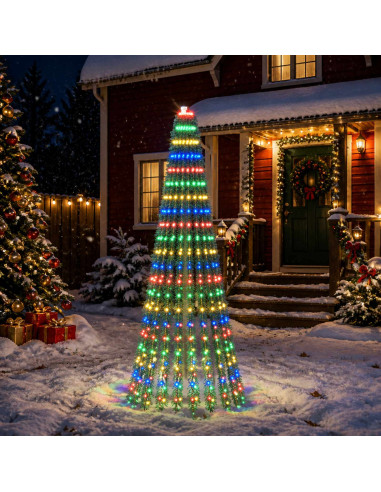 Albero di Natale LED 220 cm 460 LED Multicolore Acciaio Verde