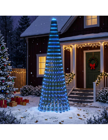 Albero di Natale LED 270 cm 648 LED Blu Acciaio Verde