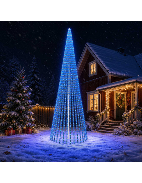 Albero di Natale LED 470 cm 1504 LED Blu Acciaio Verde