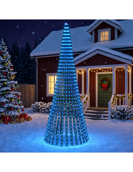 Albero di Natale LED 370 cm 1008 LED Blu Acciaio Verde