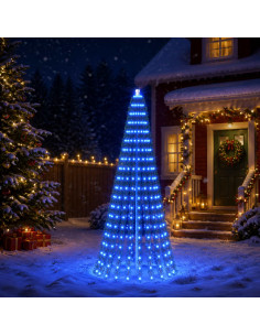 Albero di Natale LED 220 cm 460 LED Blu Acciaio Verde