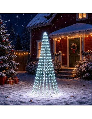 Albero di Natale LED 220 cm 460 LED Bianco freddo Acciaio Verde