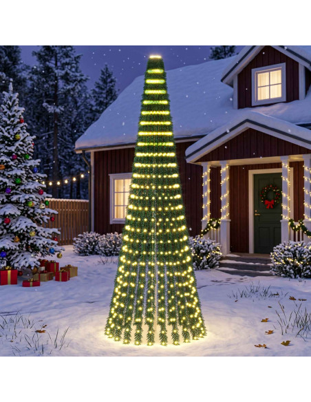 Albero di Natale LED 270 cm 648 LED Bianco caldo Acciaio Verde