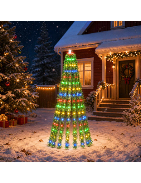 Albero di Natale LED 150 cm 240 LED Multicolore Acciaio Verde