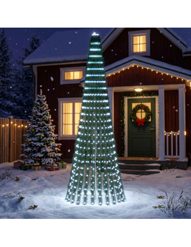 Albero di Natale LED 270 cm 648 LED Bianco freddo Acciaio Verde