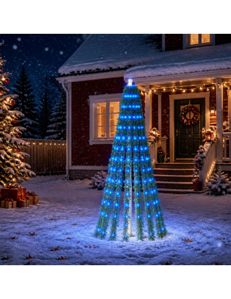 Albero di Natale LED 150 cm 240 LED Blu Acciaio Verde