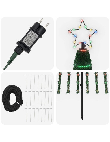 Albero di Natale LED 300 cm 668 LED Multicolore Acciaio Nero
