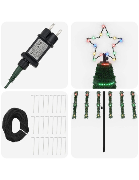 Albero di Natale LED 300 cm 668 LED Multicolore Acciaio Nero