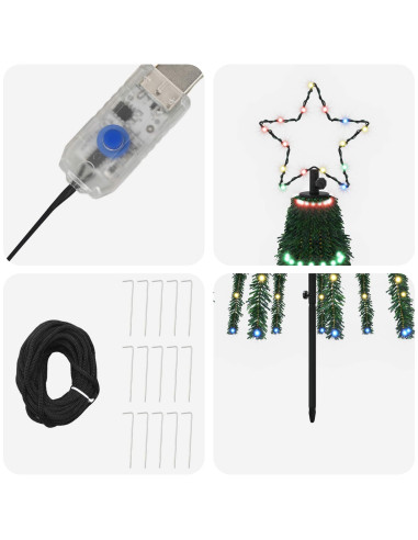 Albero di Natale LED 180 cm 255 LED Multicolore Acciaio Nero