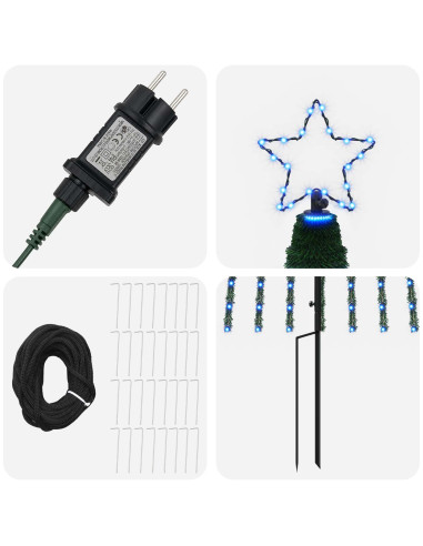 Albero di Natale LED 500 cm 1524 LED Blu Acciaio Nero