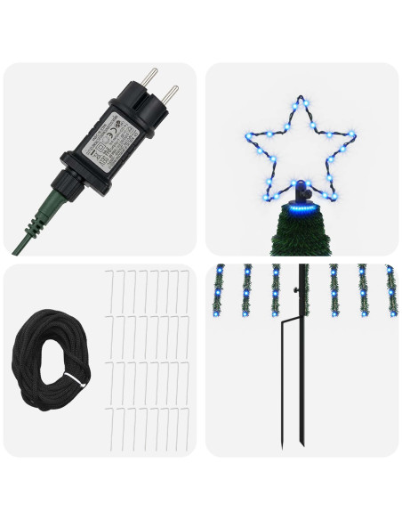 Albero di Natale LED 500 cm 1524 LED Blu Acciaio Nero