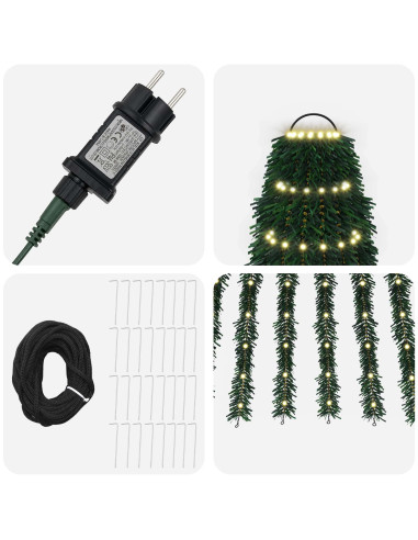 Albero di Natale LED 470 cm 1504 LED Bianco caldo Acciaio Verde