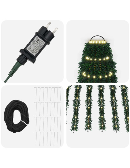 Albero di Natale LED 470 cm 1504 LED Bianco caldo Acciaio Verde