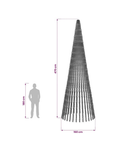 Albero di Natale LED 470 cm 1504 LED Bianco caldo Acciaio Verde