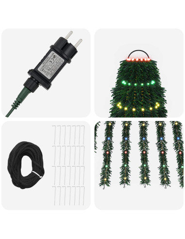 Albero di Natale LED 370 cm 1008 LED Multicolore Acciaio Verde