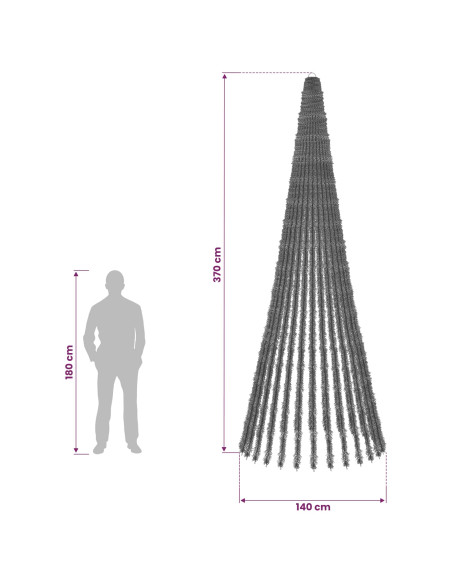 Albero di Natale LED 370 cm 1008 LED Multicolore Acciaio Verde