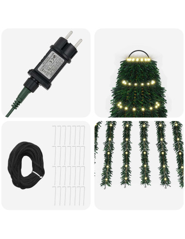 Albero di Natale LED 370 cm 1008 LED Bianco caldo Acciaio Verde