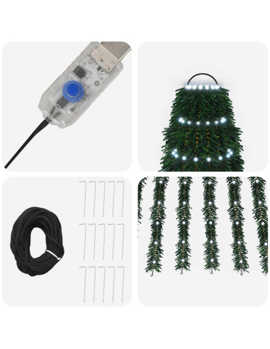 Albero di Natale LED 150 cm 240 LED Bianco freddo Acciaio Verde