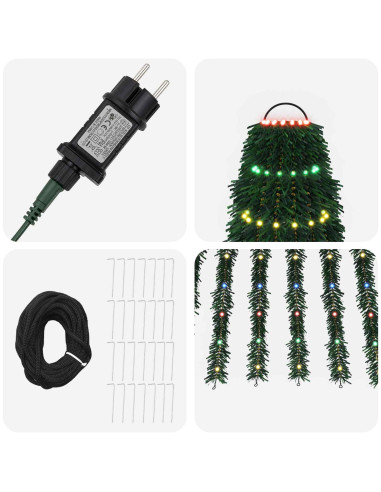 Albero di Natale LED 470 cm 1504 LED Multicolore Acciaio Verde