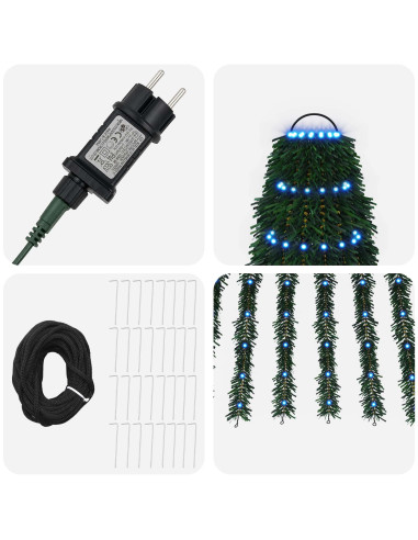 Albero di Natale LED 470 cm 1504 LED Blu Acciaio Verde
