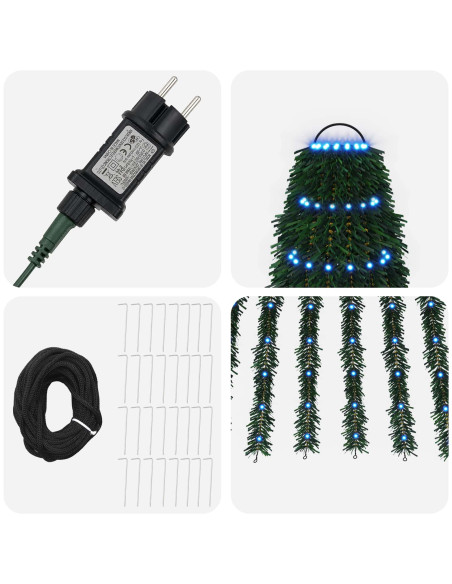 Albero di Natale LED 470 cm 1504 LED Blu Acciaio Verde