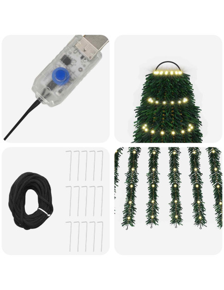 Albero di Natale LED 150 cm 240 LED Bianco caldo Acciaio Verde