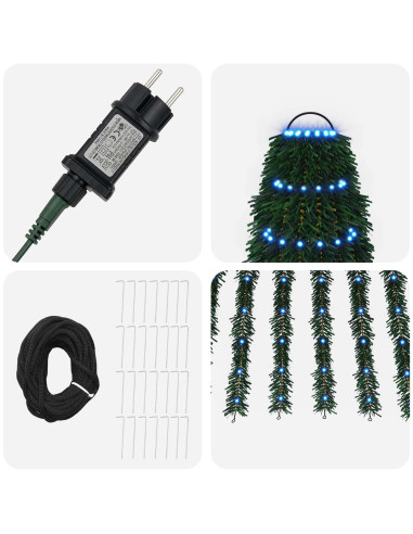 Albero di Natale LED 370 cm 1008 LED Blu Acciaio Verde