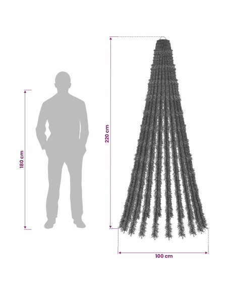 Albero di Natale LED 220 cm 460 LED Blu Acciaio Verde