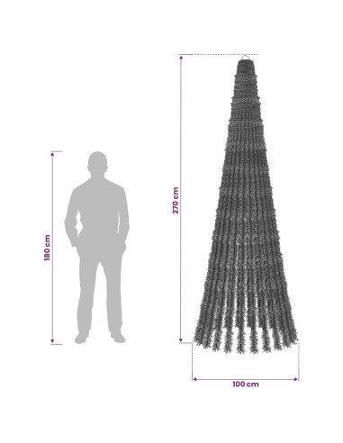 Albero di Natale LED 270 cm 648 LED Bianco caldo Acciaio Verde