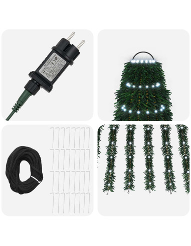 Albero di Natale LED 470 cm 1504 LED Bianco freddo Acciaio