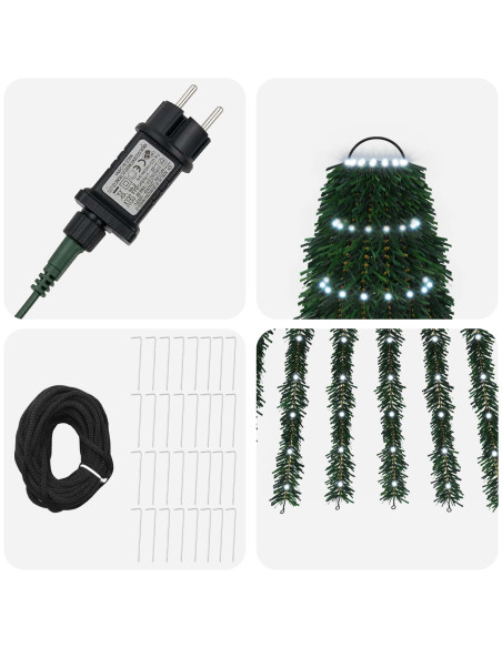 Albero di Natale LED 470 cm 1504 LED Bianco freddo Acciaio