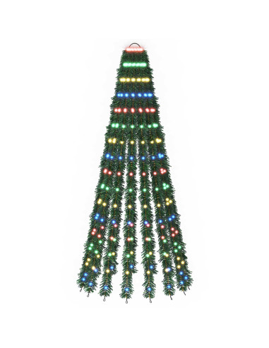 Albero di Natale LED 150 cm 240 LED Multicolore Acciaio Verde