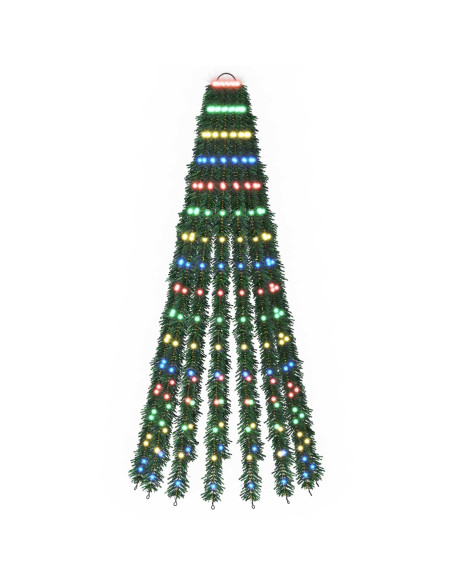 Albero di Natale LED 150 cm 240 LED Multicolore Acciaio Verde