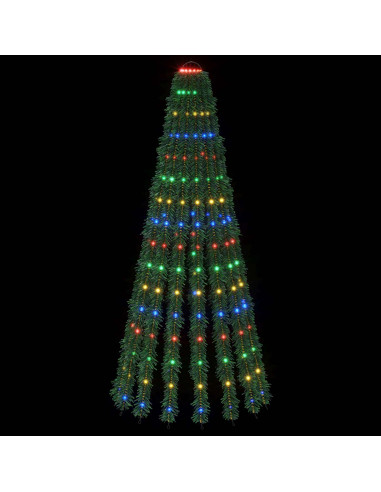 Albero di Natale LED 150 cm 240 LED Multicolore Acciaio Verde