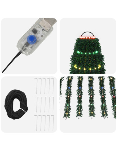 Albero di Natale LED 150 cm 240 LED Multicolore Acciaio Verde