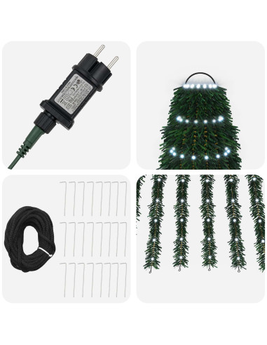 Albero di Natale LED 270 cm 648 LED Bianco freddo Acciaio Verde